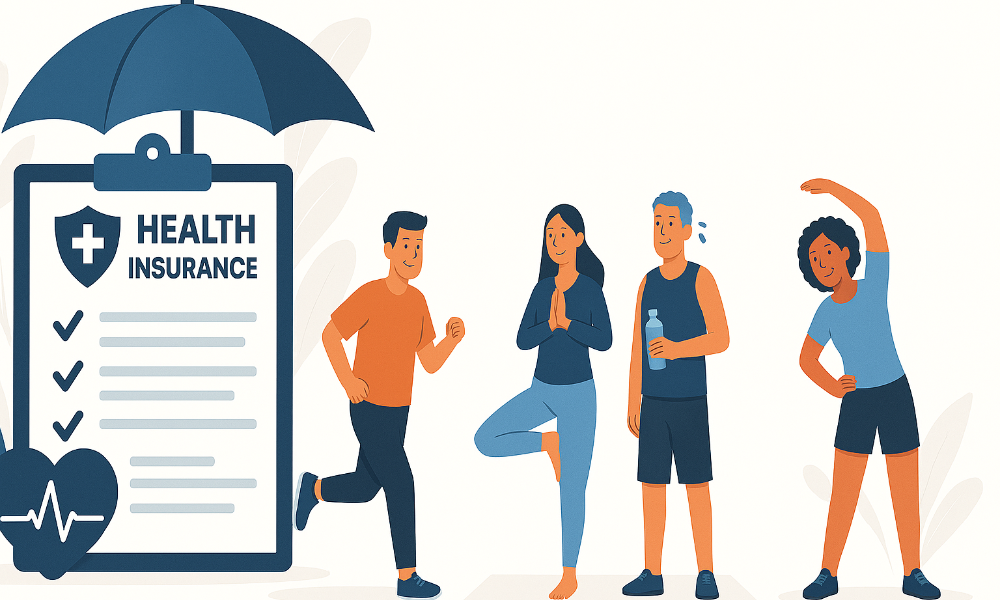 AI-Generated image of health insurance and healthy people